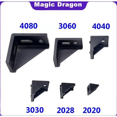 5pcs/10PCS 3030 Corner Bracket Fitting Black Angle Aluminum Connector 3060 4040 4080 for Industrial Aluminum Profile