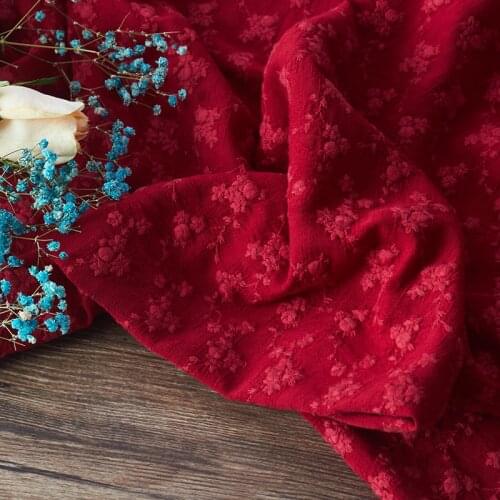 Embroidered cotton fabric spring and autumn cotton fabric Soft and comfortable tissus Red Retro Literary and Art Dresses tissu