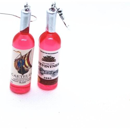 Funny Simulation Red Wine Bottle Earrings Womens Fashion Creative Ear Jewelry Gifts Cocktail Party Personality Accessories