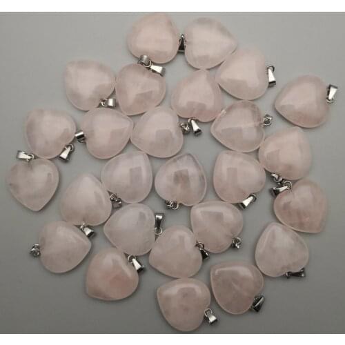 Fashion Pink Crystal heart high quality Natural stone Point charm women pendant for Jewelry making 50pcs/lot Free shipping
