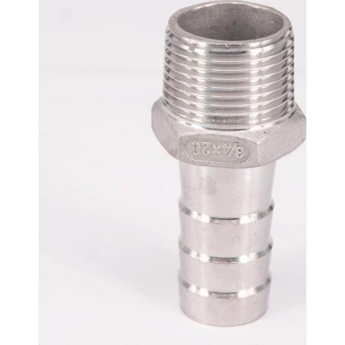 1" BSPT Male x 20mm Hose Barbed 304 Stainless Steel Pipe Fitting Hose tail Connector 230 PSI