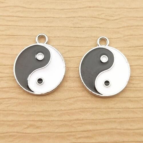 10pcs 18x18mm enamel Chinese taiji charm for jewelry making fashion earring pendant bracelet necklace charms
