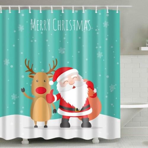2018 Christmas gift Santa Claus Shower Curtain Washable Eco-friendly Waterproof Curtain For Bathroom With Plastic Hook B1005