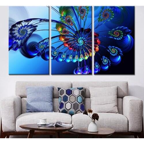 New 3 Pieces/sets Canvas Art Blue Butterfly Canvas Paintings 3 Panels Decorations For Home Wall Art Prints Canvas Unframed