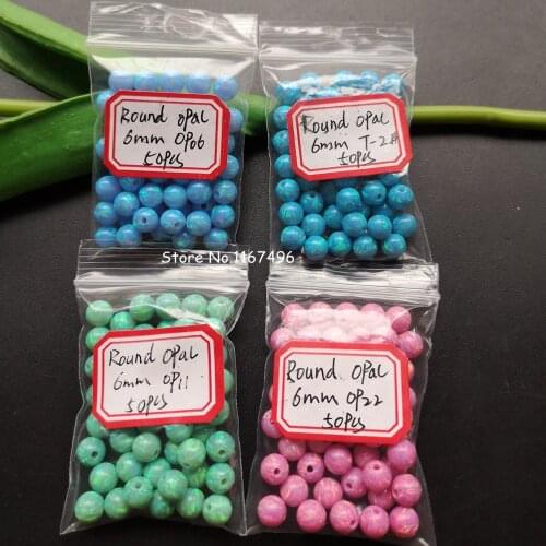 50pcs/lot 6mm Full Drilled Synthetic Round Opal Beads Round Ball Fire Opal Stone for DIY Jewelry