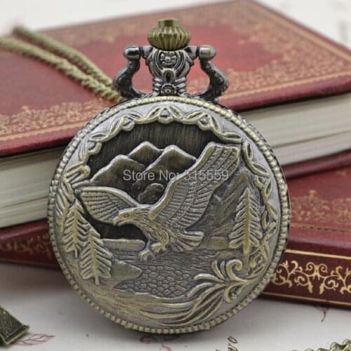 50pcs/lot Real Bronze Owl Unisex Pocket Watch Top Quality Watch Necklace Gift Watch Factory Price Wholesale