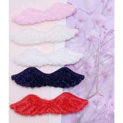 80Pcs/Lot 4.5*1.2CM Small Size Two Side Furry Felt Angel Wing Appliques For DIY Children Hair Clip Accessories Patches