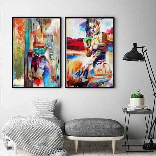 Abstract Sexy Nude Canvas Painting Women Poster Wall Art Pictures Modern Home Decoration for Bedroom Unframed Print posters
