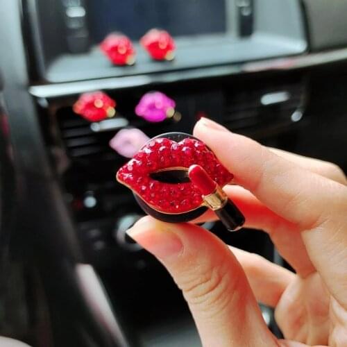 Car Perfume Clip Diamond Red Lips Car Vent Clips Perfume Air Freshener Car Air Conditioning Air Outlet Aromatherapy Clip