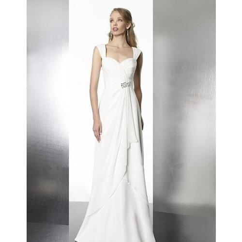 Free shipping 2016 new desgn hot sale chiffon A-line features soft cascading beaded custom size/color bridal gown wedding dress