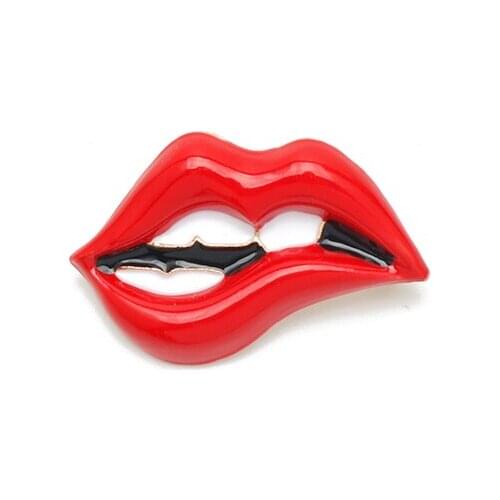 Cute Red Clips Mouth Shape Brooch значки Women Girl Lipstick Bad Pins Brooches Wedding Party Pins