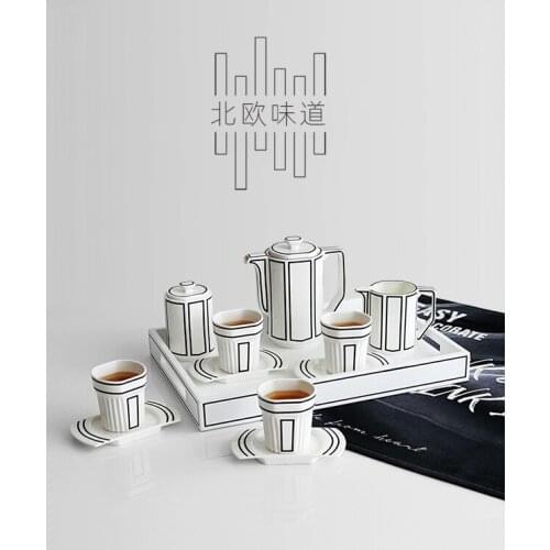 North European style afternoon tea set home high grade ceramic creative British Bone China coffee cup pot with tray