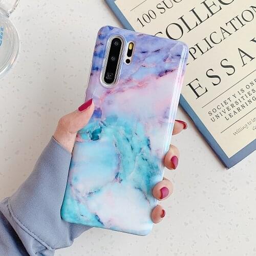 LOVECOM Gradient Marble Phone Case For Huawei P40 P30 Lite P20 Pro Lite Soft IMD Phone Back Cover Cases Coque