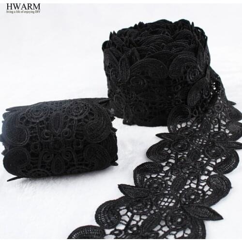 Black african lace fabric ribbon wedding decoration trim DIY 2yard 10.5CM Garment Lace Polyester Ray Water Soluble Bar Code Lace