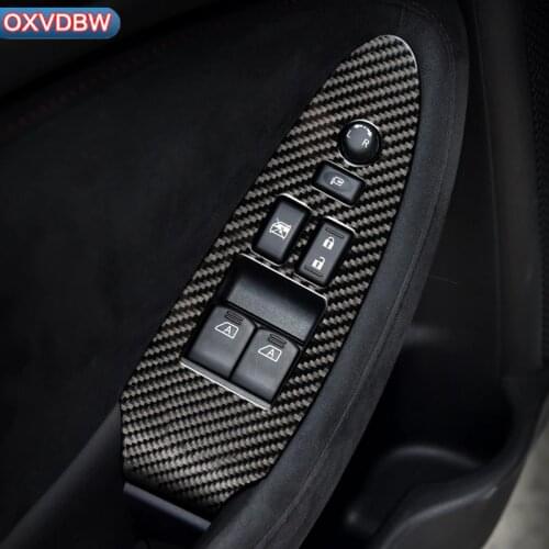 For nissan 370z z34 LHD RHD car interior decoration Carbon Fiber Window Lifter Switch Control Panel Stickers Armrest Panel