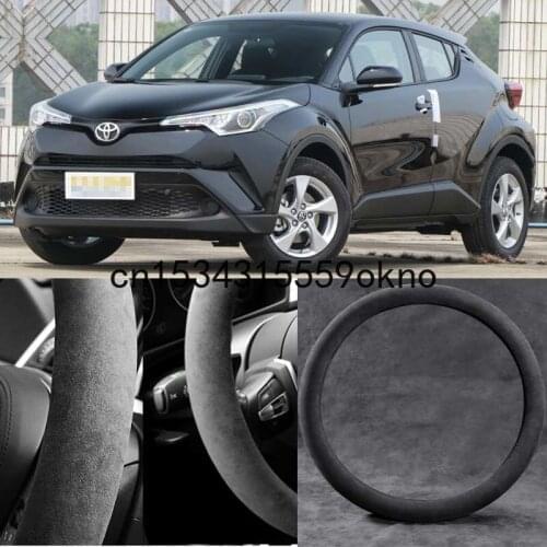 For Toyota C-HR 2010-2021 Black Alcantara Suede Car Steering Wheel Cover Car Accessories