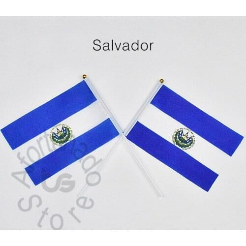 El Salvador flag Banner 14*21cm hand waving National flag Home Decoration flag banner