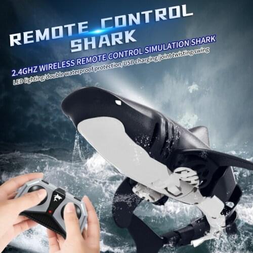 RC Simulation Shark Toys 2.4G 4CH LED Waterproof Electric Remote Control Shark Boat Swimming Pool Bathroom Children Toys Gift