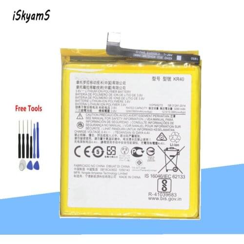 ISkyams 1x 3290mAh / 13.3Wh KR40 Phone Replacement KR40 Battery For Motorola Moto One Vision XT1970 Batteries +Tool