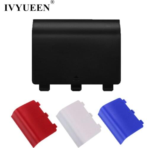 IVYUEEN 2 PCS Plastic Replacement Battery Back Cover Lid Door Shell for Xbox One Controller Plate - Black / Blue / Red / White