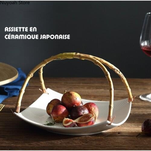 Japanese-style Ceramic Fruit Plate Creative Living Room Fruit Basket Fruit Plate Home Modern Dried Fruit Dessert Plate Tray