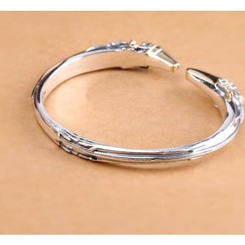 KJJEAXCMY Fine Jewelry S925 Sterling Silver Jewelry Personalized Hip Hop Style Mens Black and White Impermanence Bracelet New