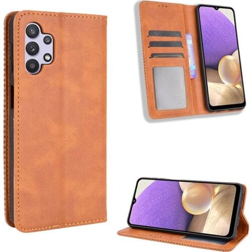 Leather Protective Case for Samsung Galaxy A32 5G Magnetic Buckle Flip Card Holder Phone Cover for Samsung Galaxy A32 5G Phone