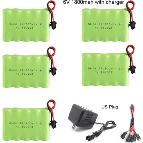 6V 1800mAh Ni-CD Battery with Charger for Remote control toys Cars Boat GUN TANK Truck Trains RC toy model 6v Ni-CD Battery pack