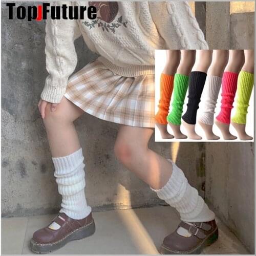 15 COLOURS Japanese JK uniform night style Korean colorful Lolita girls' ins medium socks girls pile up socks Foot warming cover