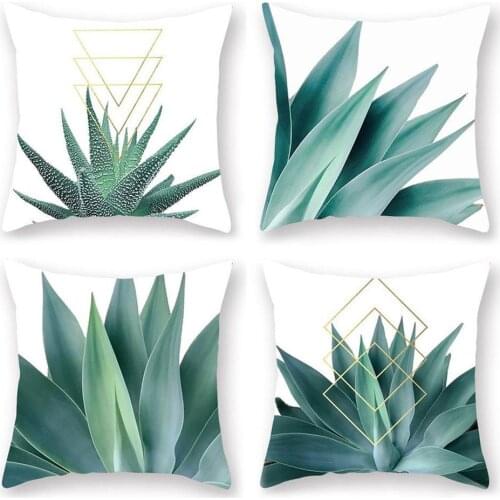 Newest Geometric Plant Leaves Pillowcase Square 45x45cm Decorative Pillow Cases For Home Fashion Waist Soft Room Pillow Cover