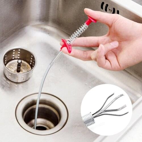 60cm Sewer Dredger Spring Pipe Dredging Tools Drain Cleaner Household Hair Cleaner Drain Snake Sticks Clog Remover Kitchen Sink