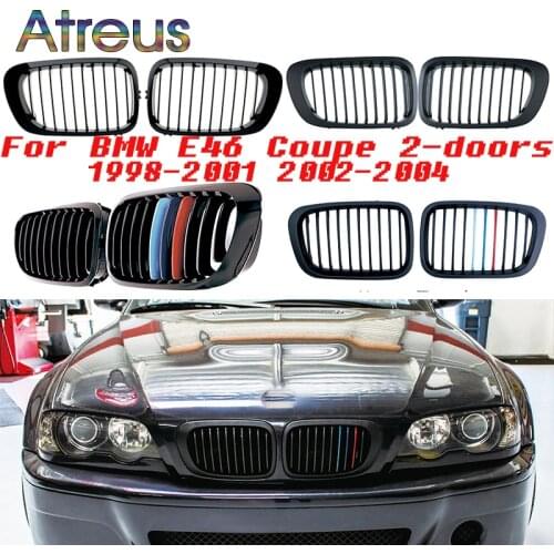 1set Carbon Fiber/Black Front Grill Grilles Kidney Replacement for 1998-2001 2002-2004 BMW E46 Coupe 2 Door M3 M Accessories