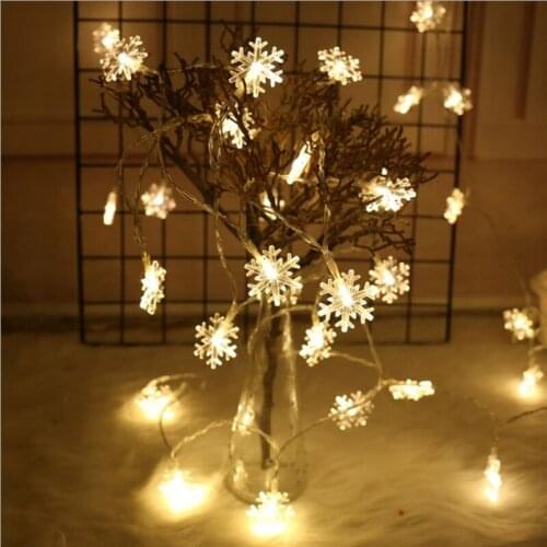 6M 40LED USB Battery Powered LED Snowflake String Light for Xmas Garland Party Wedding Decoration Christmas Flasher Fairy Lights