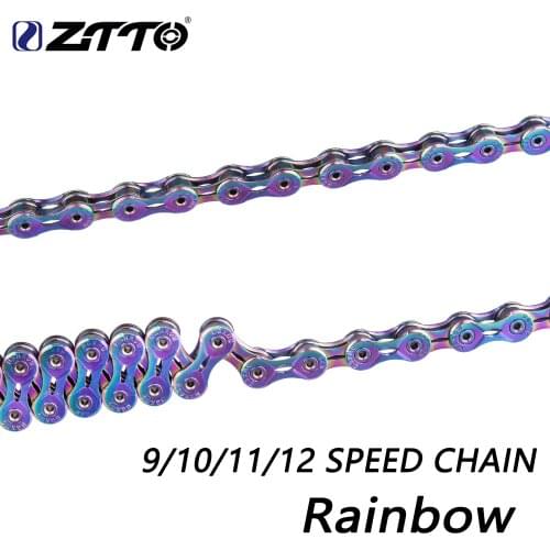 ZTTO Bicycle Colorful Chains 9/10/11/12 speed EL/SLR Chain ultralight Durable for Road Bicycle MTB Mountain Bike parts