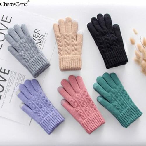 Womens Knitted Winter Gloves Cashmere Knitted Women Autumn Winter Warm Thick Gloves Touch Screen Skiing Soft Warm Mitten