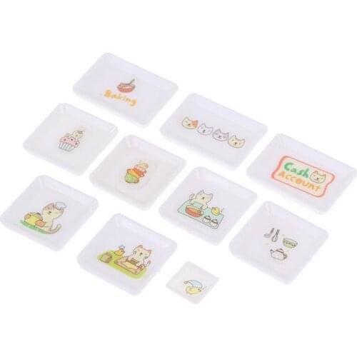 1:12 Tableware Cartoon Cake Animal Tray Mini Model Decoration Toys Pretend Play Furniture Toys Doll House Decor Baby Gift