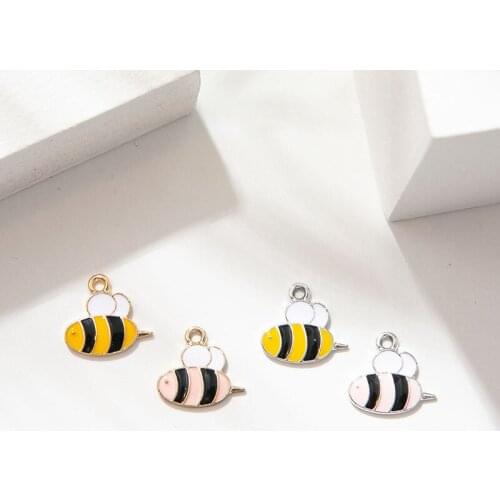 10Pcs Enamel Gold Color Flying Bee Charm Pendant for Jewerly DIY Making Bracelet Women Necklace Earrings Accessories Findings