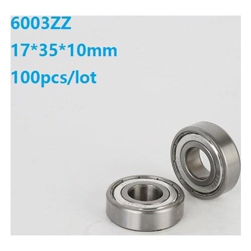 100pcs/lot 17x35x10mm 6003ZZ 6003Z 6003 Z ZZ Ball bearing 17*35*10mm Double metal cover Deep Groove Ball bearing