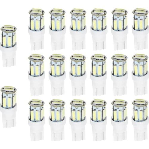 20pcs/Lot T10 7020 10SMD LED Car Bulbs For Clearance Lamp License Plate Light Wedge Replacement Reverse Instrument 12V