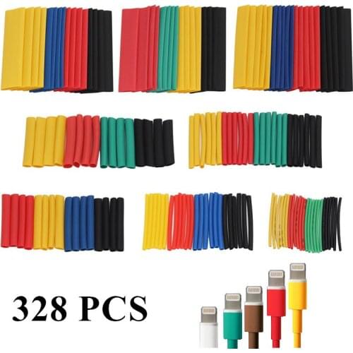328pcs Assortment Electronic Wrap Wire Cable Insulated Polyolefin Heat Shrink Tube Ratio Tubing Car Insulation Shrinkable Tubes
