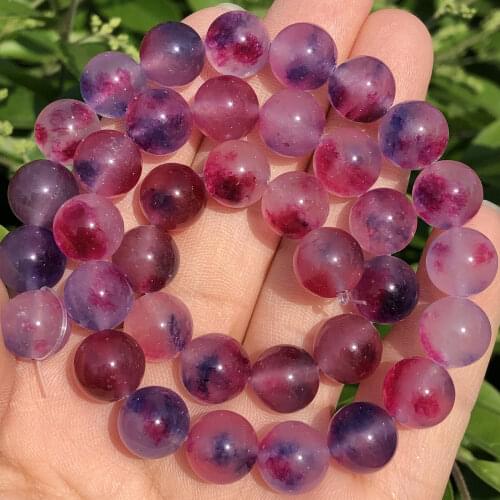 Natural Purple Red Chalcedony Jades Stone Beads Round Loose Spacer Beads For Jewelry Making DIY Bracelets 6/8/10mm 15"Inches