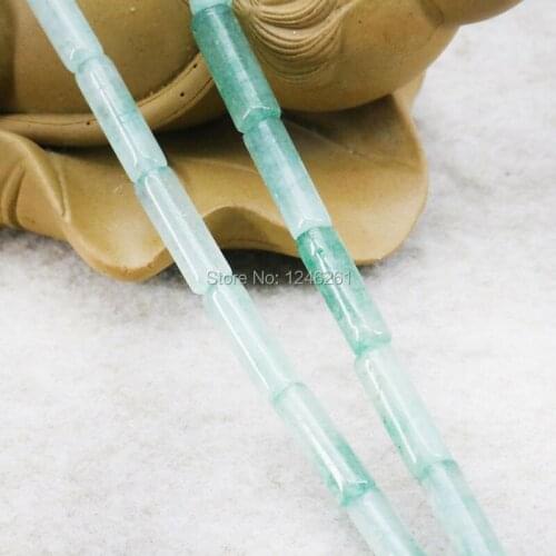 Hot Sale Ornaments Natural Green Onyx Loose DIY Beads Stone Accessory Parts Bamboo Tube Jewelry Making Design 5X14mm 15inch Gems