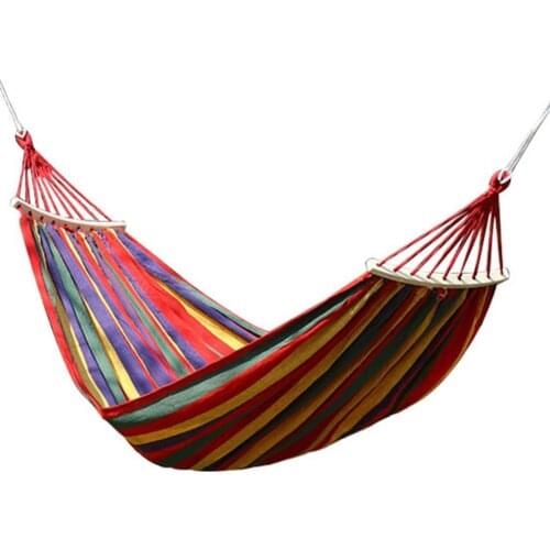 1~2-Person Hammock Outdoor Swing Camping Hammock Leisure Portable Hammock Stick Ultralight Home Travel Picnic Canvas Hammock