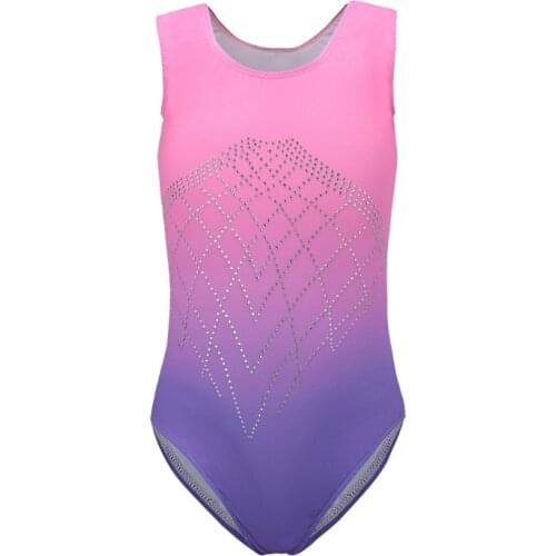 Gymnastics sleeveless diamond highlights Ballet gymnastics suit dance practice clothes dance clothes gradient color body suit 1