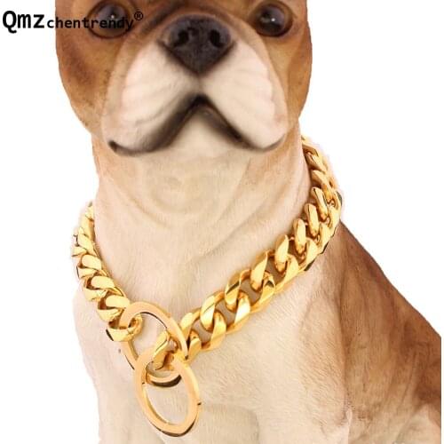 Hot 12mm wide 12-34 inch Tone Double Curb Cuban Pet Necklace Link 316L Stainless Steel Dog Chain Collar Wholesale