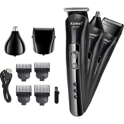 Kemei KM-1506 Multifunctional USB Hair Trimmer Rechargeable Electric Hair Clipper Electric Razor Beard Shaver Haircut Cutting