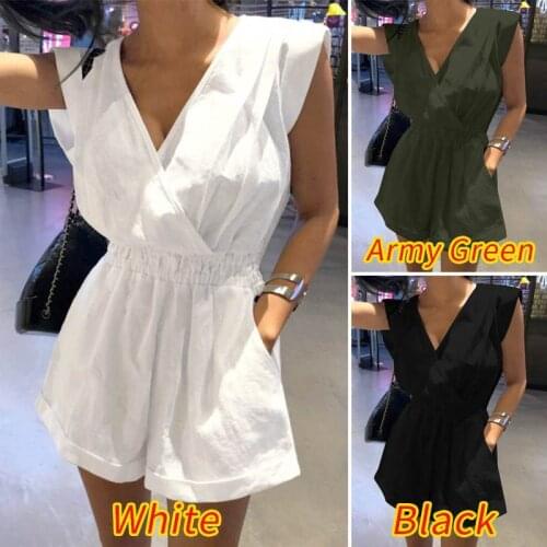 Sexy Bodysuit Women Rompers Jumpsuits v-neck backless sleeveless leisure elastic waist Women Jumpsuit streetwear CJYG067