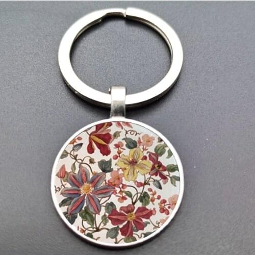 Fashion Henna Yoga Punk Dome Glass Keychain Pendant Female Jewelry
