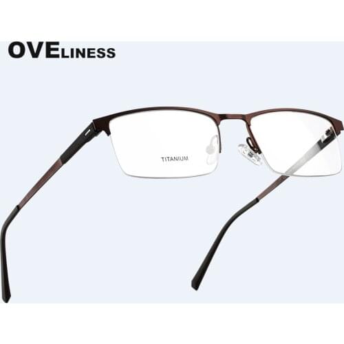 2020 Titanium Alloy eyeglasses Men Glasses Frame Male eyewear Myopia Prescription Computer Transparent Half Metal Eye Glasses