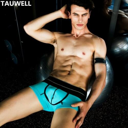 TAUWELL Mens Underwear Low-waist Cotton Breathable U-pouch Bag Push Up Design Body Shaping Sexy Boxers